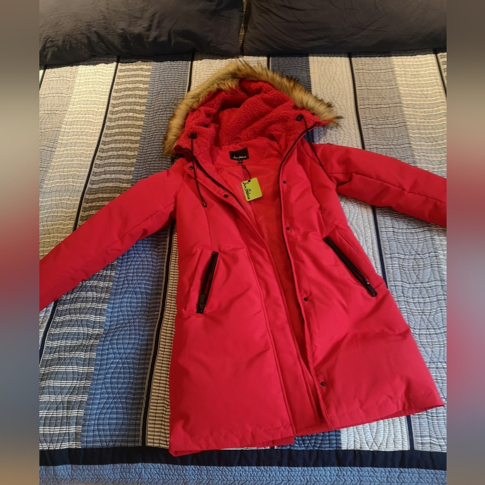 Red winter parka